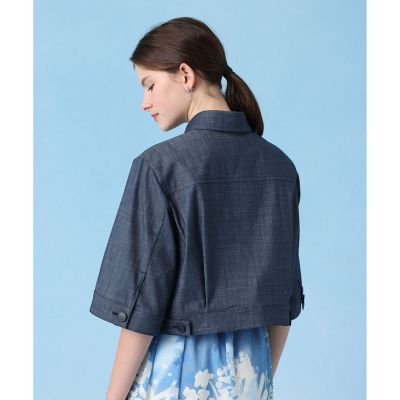 ANAYI 定価4.4万 38 未使用 デニムライク5分袖ジャケット セットアップ対応商品】スラブデニムライク5分袖ブルゾン | ANAYI