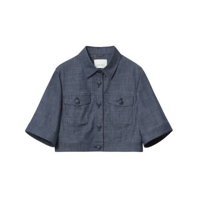 セットアップ対応商品】スラブデニムライク5分袖ブルゾン
