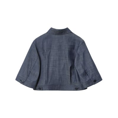 セットアップ対応商品】スラブデニムライク5分袖ブルゾン