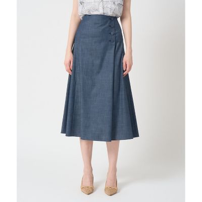 【セットアップ対応商品】スラブデニムライクアシメ釦スカート