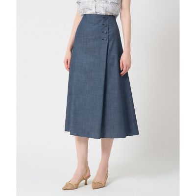 【セットアップ対応商品】スラブデニムライクアシメ釦スカート