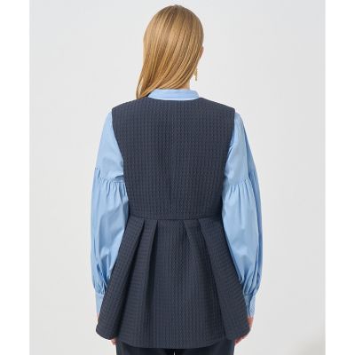 ANAYI バスケットツイードペプラムジレ(ネイビー)サイズ:38(9号) セットアップ対応商品】バスケットツイードペプラムジレ | ANAYI