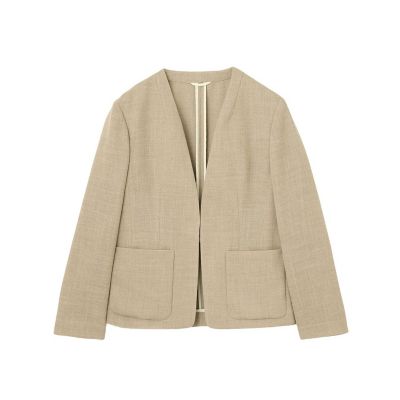 ＜ANAYI＞【セットアップ対応商品】カラミリネンライクノーカラージャケット