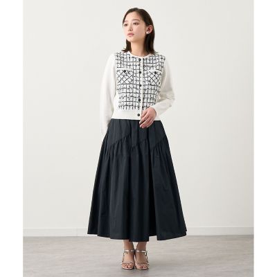 タフタ切替えティアード　スカート