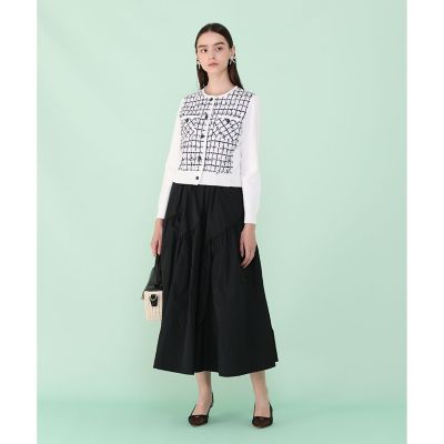 今季2025SS✨ANAYI　アナイ　タフタ切替ティアードスカート　ブルー　40 trim_ofany_item2360201cc28711e