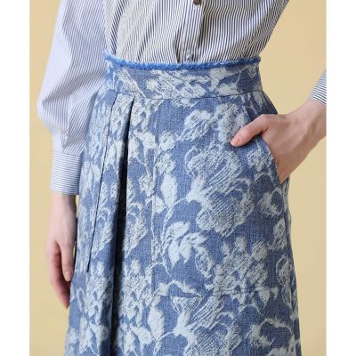 ANAYI アナイ フラワージャガードスカート 34 日本製 シルエットフラワージャガードタックスカート | ANAYI/アナイ