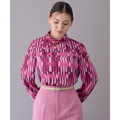 【セットアップ対応商品】アイシクルプリントカシュクールネック　ブラウス