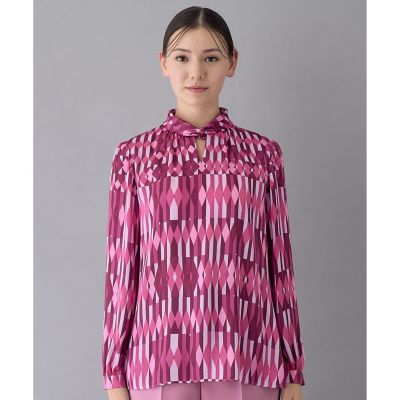 【セットアップ対応商品】アイシクルプリントカシュクールネック　ブラウス