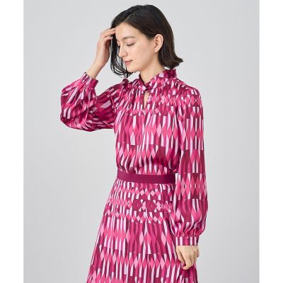 【セットアップ対応商品】アイシクルプリントカシュクールネック　ブラウス