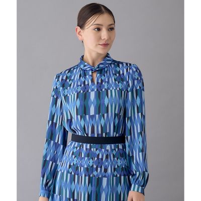 【セットアップ対応商品】アイシクルプリントカシュクールネック　ブラウス