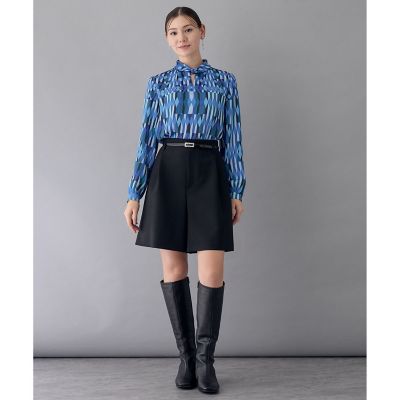 【セットアップ対応商品】アイシクルプリントカシュクールネック　ブラウス