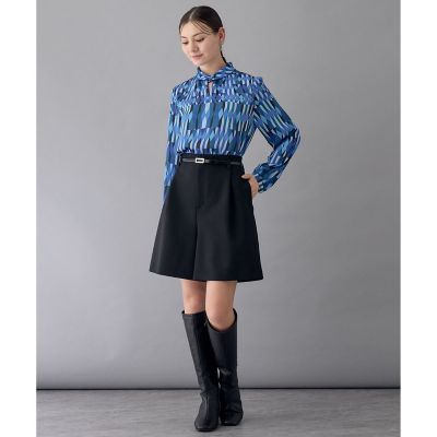 【セットアップ対応商品】アイシクルプリントカシュクールネック　ブラウス
