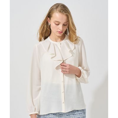 ANAYI - アナイ ジョーゼットラッフルブラウス 38 レディース ネイビー/紺【中古】【新入荷】‡ ANAYI - アナイ ジョーゼットラッフルブラウス 38 レディース