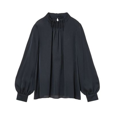 未使用 25SS ANAYI アナイ オンライン完売モデル Eternal Line サテンドット楊柳ボウタイ 長袖 ブラウス 36 ホワイト レディース 古着 中古 Eternal Line 2025】サテンドット楊柳ボウタイ ブラウス|ANAYI