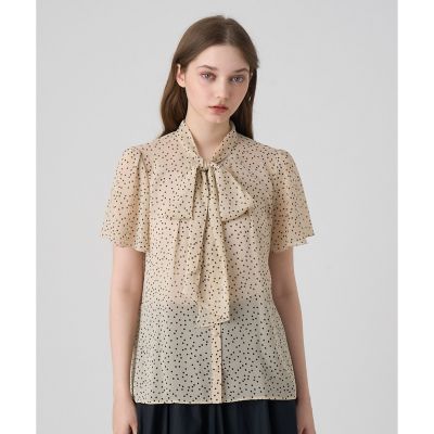 ＜ANAYI＞ドットシフォンボウタイ　ブラウス
