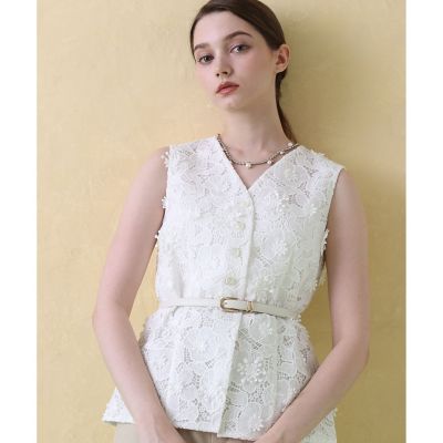３Ｄレース刺繍ジレ　ブラウス