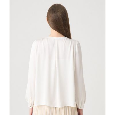 アナイ ANAYI 25SS ヴィンテージサテンラッフルブラウス 長袖 38 ホワイト /DF ■OS ■SH レディース アナイ ANAYI 25SS ヴィンテージサテンラッフルブラウス 長袖 38