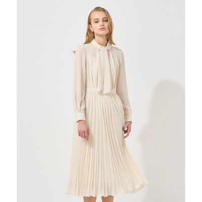 美品　アナイ　金ボタン　ロング丈 バックサテンプリーツワンピース 美品 アナイ 金ボタン ロング丈 バックサテンプリーツワンピース