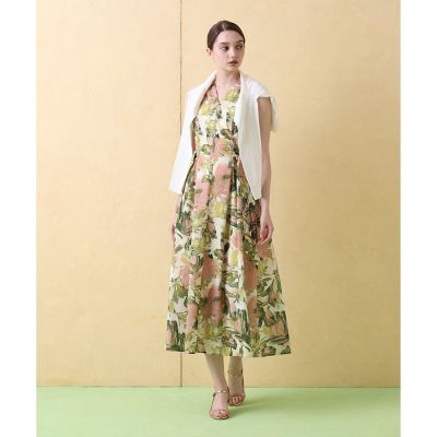 ペイントフラワープリントベルト付き　ワンピース