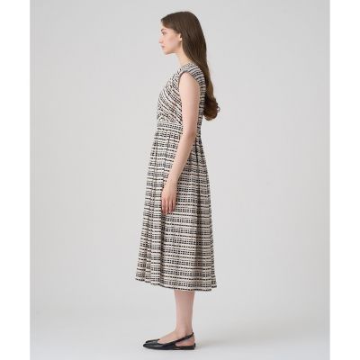 モダンチェックプリントカシュクールワンピース