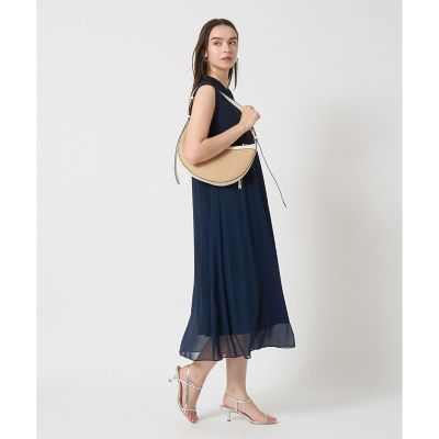 【ANAYI】シフォンコンビ配色カラーワンピース ネイビー 38 シフォンコンビ配色カラー ワンピース | ANAYI/アナイ | 三越伊勢丹