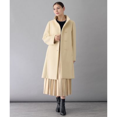 美品✨アナイ 高級アンゴラ混 ベルテッドコート スタンドカラー 比翼 ベージュ シャルムビーバースタンドカラーコート | ANAYI/アナイ | 三越伊勢丹