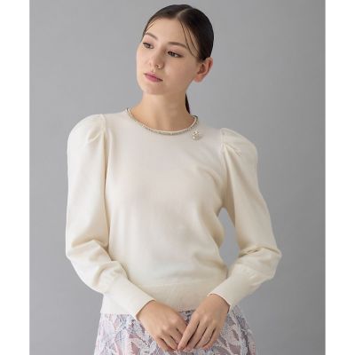 ビジューネックボリュームスリーブ プルオーバー | ANAYI/アナイ