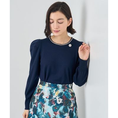 ビジューネックボリュームスリーブ プルオーバー | ANAYI/アナイ