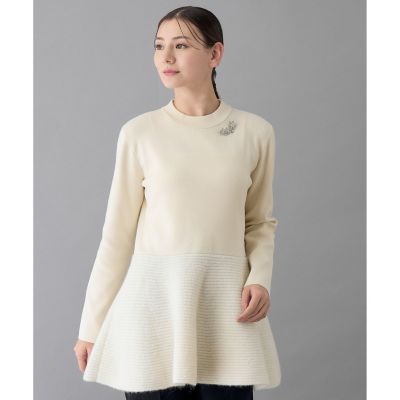 ファー加工ペプラム　プルオーバー