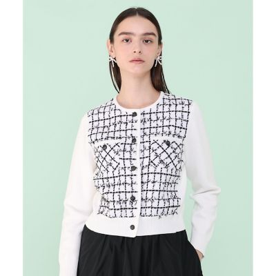 ＜ANAYI＞チュールツイードニットコンビ　カーディガン