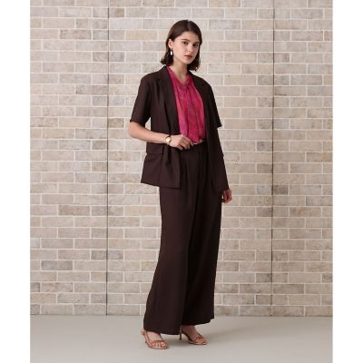 良品 25AW ANAYI アナイ リネンライクビエラ 半袖 ジャケット パンツ 2点セット セットアップ 38 36サイズ ブラウン レディース 古着 中古 USED ANAYI（アナイ） 良品 25AW ANAYI リネンライクビエラ 半袖 ジャケット