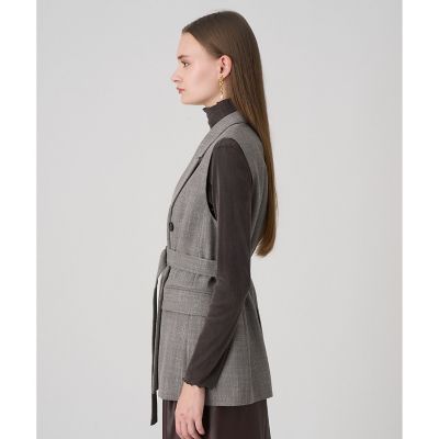 【美品】 アナイ 2021 リネン混 ツイルボタンレス ジレ ロング 38 美品】 アナイ 2021 リネン混 ツイルボタンレス ジレ ロング 38