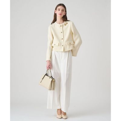 【632】美品　アナイ　ウールプリペラノーカラー ジャケット　アイボリー　38 632】美品 アナイ ウールプリペラノーカラー ジャケット アイボリー 38