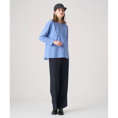ACNE リベットストレートワイドパンツ ホワイト/ブルー コウベレタス KOBE LETTUCE 綿100%ハイウエストストレートワイド
