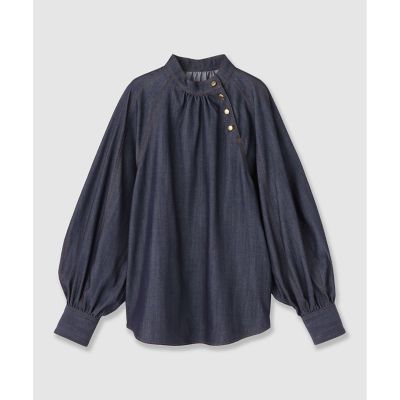 セットアップ対応商品】ライトデニムライクボウブラウス | ANAYI 