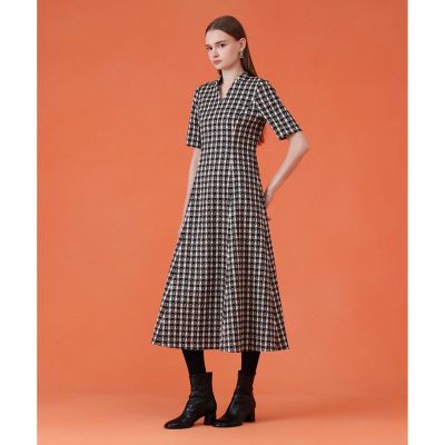 美品 ANAYI 25AW ツイーディージャカードキーホールネック ワンピース セットアップ対応商品】ツイーディージャカードキーホールネック