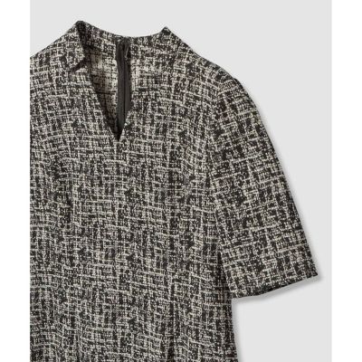 美品 ANAYI 25AW ツイーディージャカードキーホールネック ワンピース セットアップ対応商品】ツイーディージャガードキーホールネック