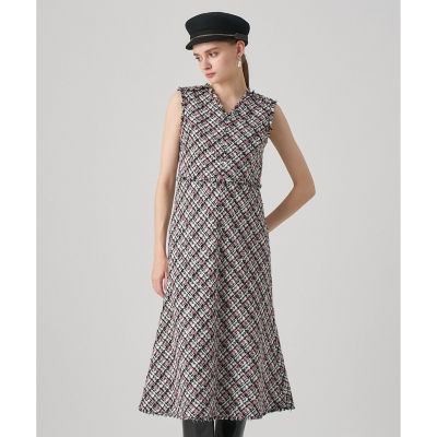 ＜ANAYI＞ピンクミックスツイードバイヤスワンピース