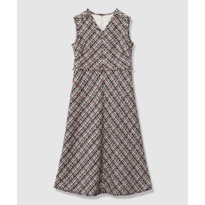 ピンクミックスツイードバイヤスワンピース