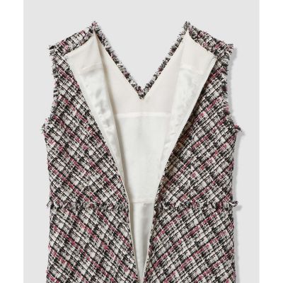 ピンクミックスツイードバイヤスワンピース