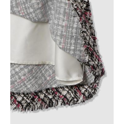 ピンクミックスツイードバイヤスワンピース