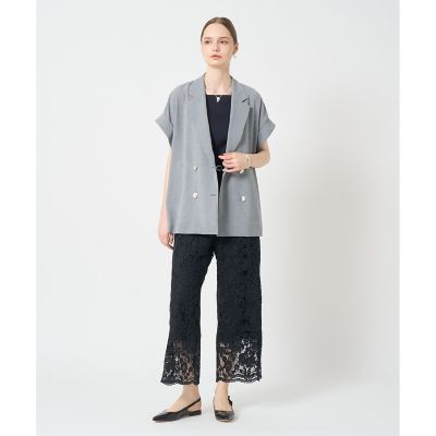 美品】ANAYI オーガンリネンライクフレンチジャケット グレーsize38