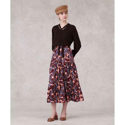 セットアップ対応商品】ペイントフラワープリントティアード スカート