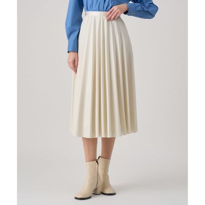 ANAYI/アナイ レザーライクサテンプリーツスカート 02オフホワイト ひざ丈スカート【三越伊勢丹/公式】