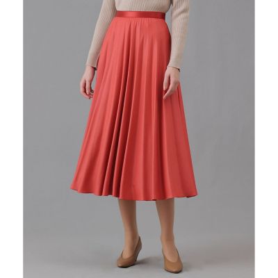 ANAYI/アナイ レザーライクサテンプリーツスカート 31オレンジ ひざ丈スカート【三越伊勢丹/公式】