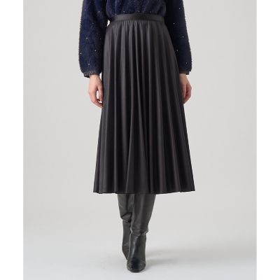 ANAYI/アナイ レザーライクサテンプリーツスカート 94チャコールグレー ひざ丈スカート【三越伊勢丹/公式】