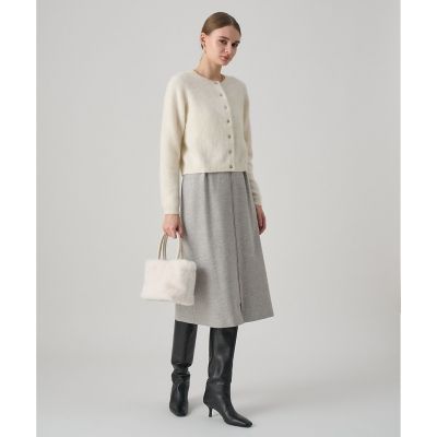 【1010】アナイ　ウールグレンチェックスカート　白　黒　36 1010】アナイ ウールグレンチェックスカート 白 黒 36