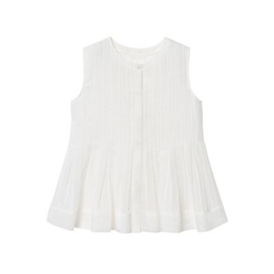【予約商品５月下旬以降順次お届け】ボイルプリーツペプラム　ブラウス
