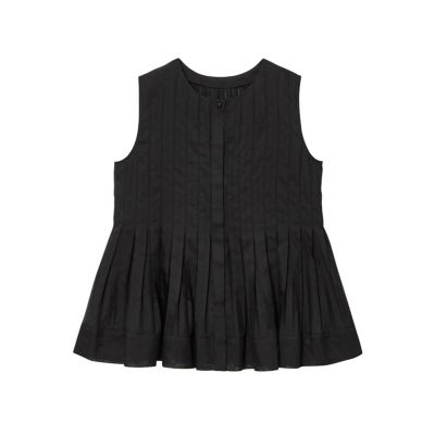 【予約商品５月下旬以降順次お届け】ボイルプリーツペプラム　ブラウス