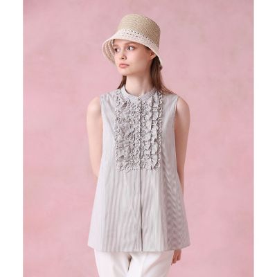タイプライターノースリフリル　ブラウス